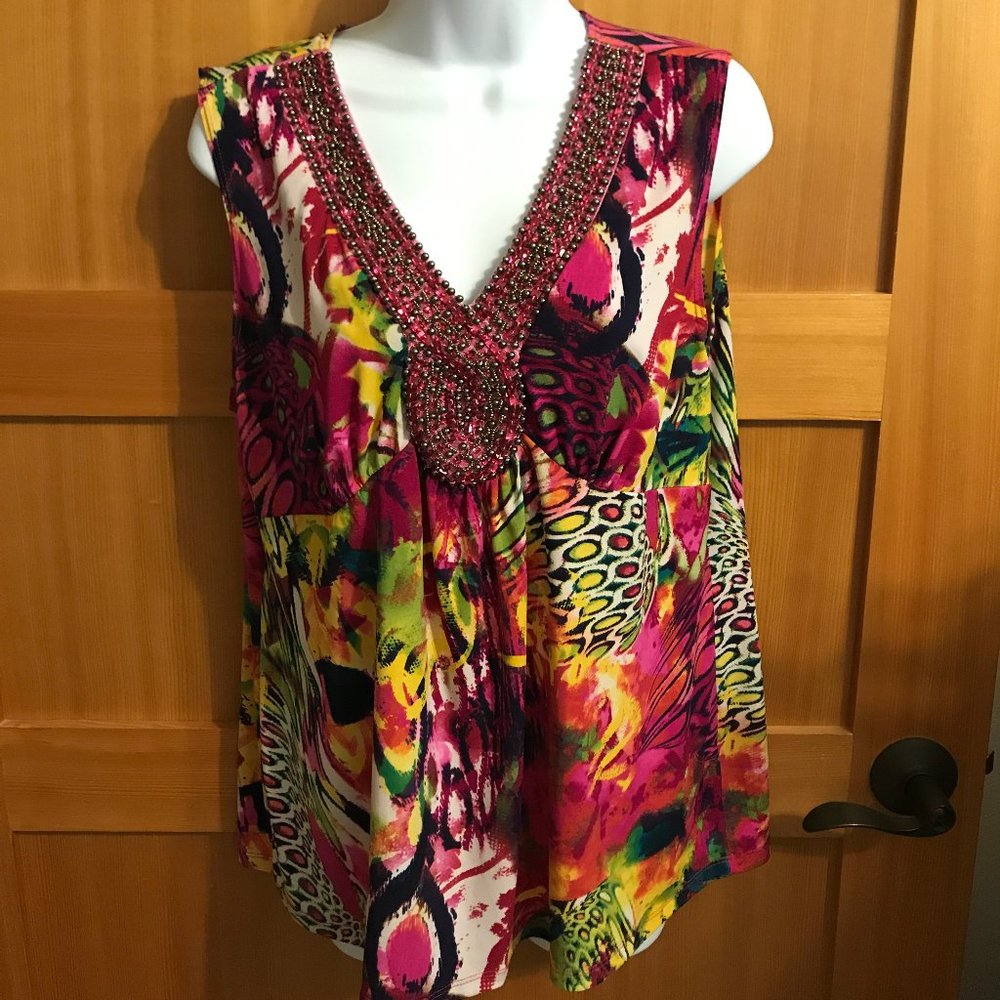 dressbarn beaded tank top XL